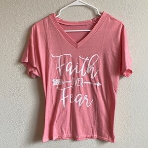 Inspirational Pink V-Neck Graphic Tee (NWOT)